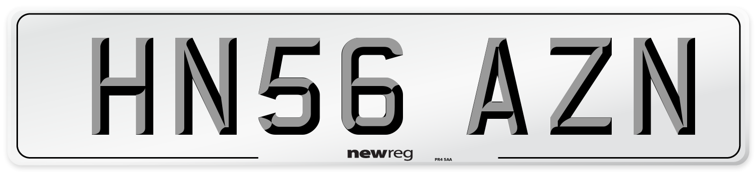 HN56 AZN Number Plate from New Reg